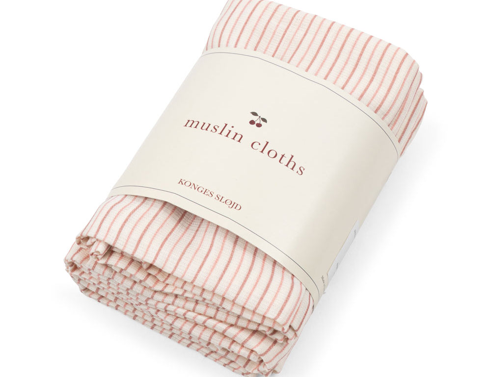Konges Sløjd A/S MUSLIN CLOTHS stripie petite rose